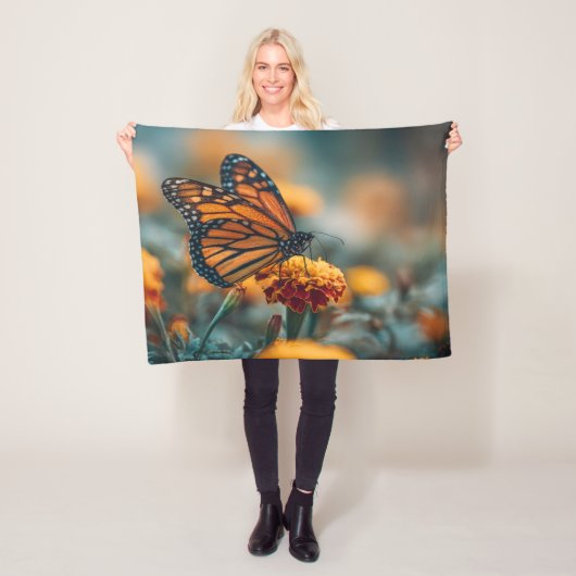 Schmetterling auf einer Ringelblume Fleecedecke (Beispiel)
