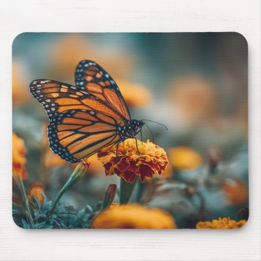 Schmetterling auf einer Ringelblume Mousepad (Vorne)