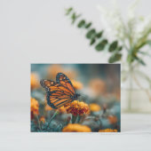 Schmetterling auf einer Ringelblume Postkarte (Stehend Vorderseite)