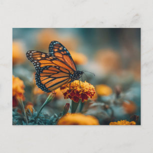 Schmetterling auf einer Ringelblume Postkarte