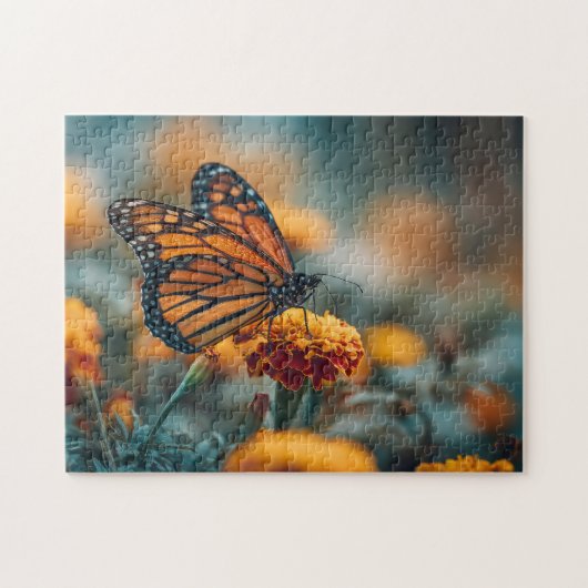 Schmetterling auf einer Ringelblume Puzzle (Horizontal)