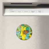Schmetterling auf einer Sonnenblume Magnet (In Situ (Geschirrspüler))