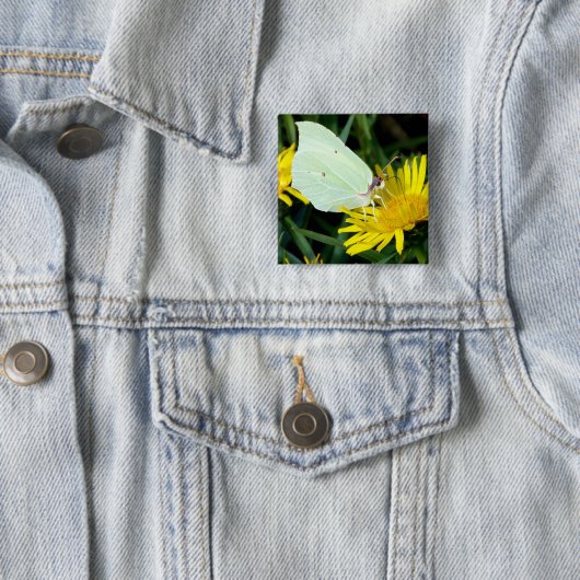 Schmetterling auf gelbem Blumen-Knopf-Button Button (Beispiel)