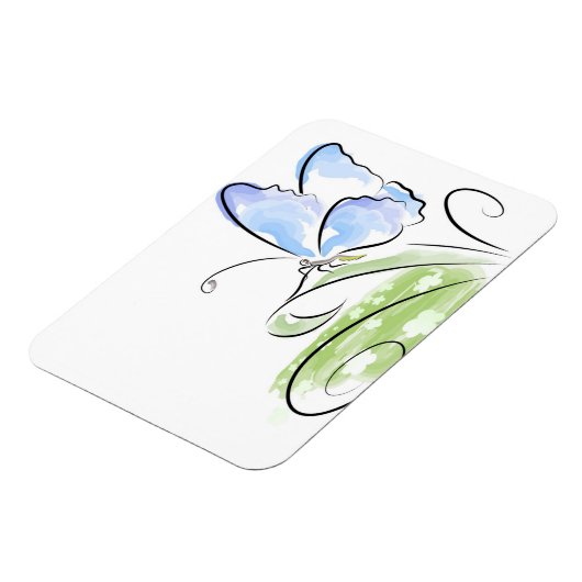 Schmetterling auf Gras über dem Feld der Blume Magnet (Linke Seite)