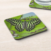 Schmetterling auf Grün Untersetzer (Linke Seite)