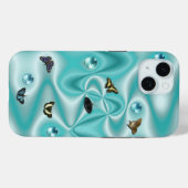 Schmetterling auf grüner Seide mit Perlen Case-Mate iPhone Hülle (Rückseite (Horizontal))
