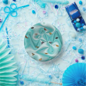 Schmetterling auf grüner Seide mit Perlen Pappteller (Party)