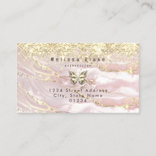 Schmetterling auf Imitaten Goldfunkel Visitenkarte (Rückseite)