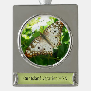 Schmetterling auf Jasmin Tropische Naturfotografie Banner-Ornament Silber