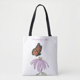 Schmetterling auf Kegelblumen-Tüte mit All-Over-Pr Tasche