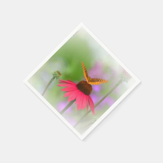 Schmetterling auf Kone-Blume Serviette (Ecke)