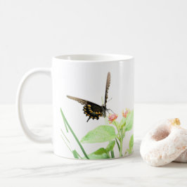 Schmetterling auf Lantana, auf Weiß Kaffeetasse