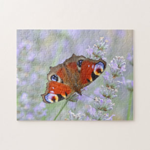 Schmetterling auf Lavendelflieger-Blume Puzzle