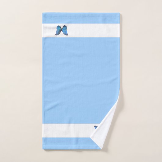 Schmetterling auf Light Blue & White Badhandtuch Set (Handtuch)