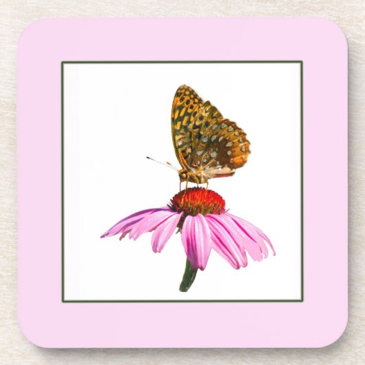Schmetterling auf Lila Ebene Getränkeuntersetzer (Vorderseite)