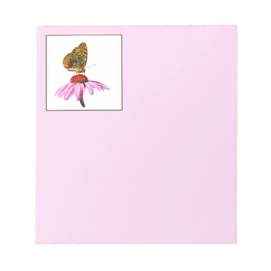 Schmetterling auf Lila Ebene Notizblock (Vorderseite)