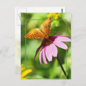 Schmetterling auf Lila Ebene Postkarte (Vorne/Hinten)