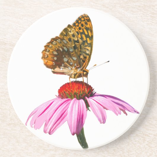 Schmetterling auf Lila Ebene Untersetzer (Vorne)