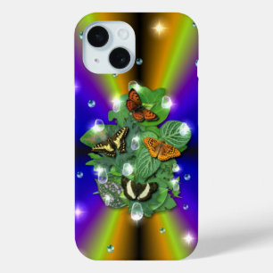 Schmetterling auf lila Gelben Regenbogen Case-Mate iPhone Hülle