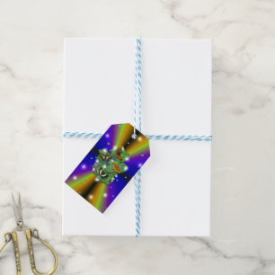 Schmetterling auf lila Gelben Regenbogen Geschenkanhänger