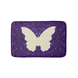Schmetterling auf Lila Glitzer Bath Mat Badematte