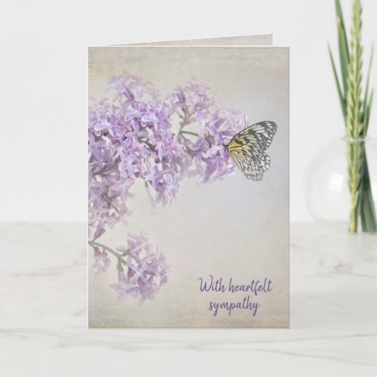 Schmetterling auf Lilac Blume Beileid Karte (Vorderseite)