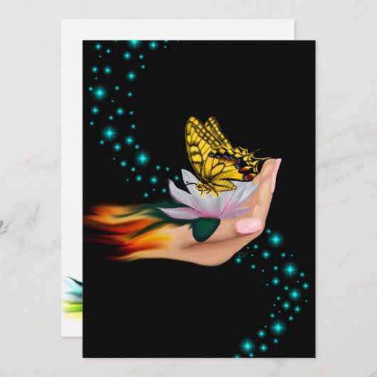 Schmetterling auf Lotus Bloom (Vorne/Hinten)