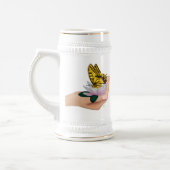 Schmetterling auf Lotus Bloom Bierglas (Links)