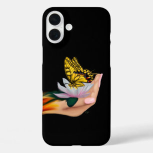 Schmetterling auf Lotus Bloom iPhone 16 Plus Hülle