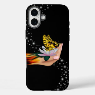 Schmetterling auf Lotus Bloom iPhone 16 Plus Hülle