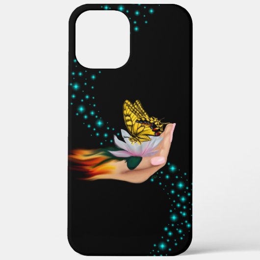 Schmetterling auf Lotus Bloom Case-Mate iPhone Hülle (Rückseite)
