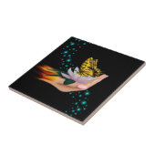 Schmetterling auf Lotus Bloom Fliese (Seite)