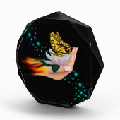 Schmetterling auf Lotus Bloom Fotoblock (Rechts)