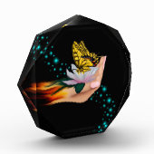Schmetterling auf Lotus Bloom Fotoblock (Links)