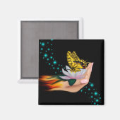 Schmetterling auf Lotus Bloom Magnet (Vorderseite/Rückseite)