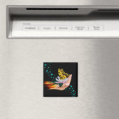 Schmetterling auf Lotus Bloom Magnet (In Situ (Geschirrspüler))