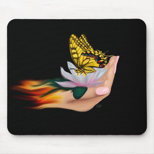 Schmetterling auf Lotus Bloom Mousepad (Vorne)