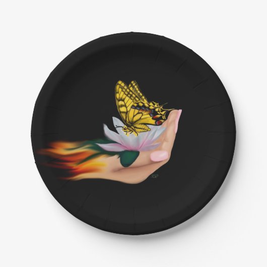 Schmetterling auf Lotus Bloom Pappteller (Vorderseite)