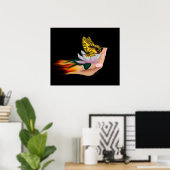 Schmetterling auf Lotus Bloom Poster (Heimbüro)
