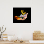 Schmetterling auf Lotus Bloom Poster (Küche)