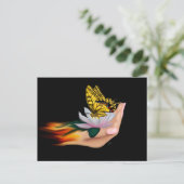 Schmetterling auf Lotus Bloom Postkarte (Stehend Vorderseite)