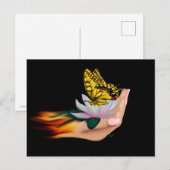 Schmetterling auf Lotus Bloom Postkarte (Vorne/Hinten)