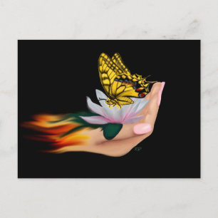 Schmetterling auf Lotus Bloom Postkarte