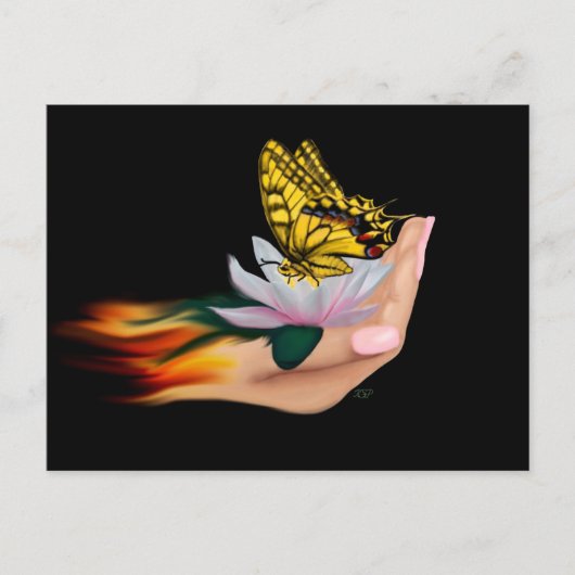 Schmetterling auf Lotus Bloom Postkarte (Vorderseite)