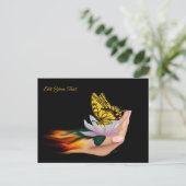 Schmetterling auf Lotus Bloom Postkarte (Stehend Vorderseite)