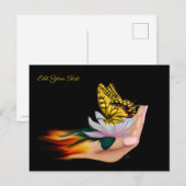 Schmetterling auf Lotus Bloom Postkarte (Vorne/Hinten)