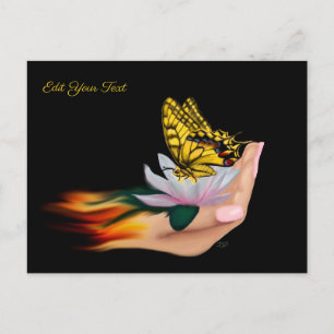 Schmetterling auf Lotus Bloom Postkarte