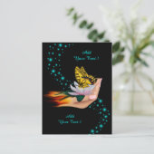 Schmetterling auf Lotus Bloom Postkarte (Stehend Vorderseite)
