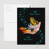 Schmetterling auf Lotus Bloom Postkarte (Vorne/Hinten)