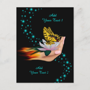 Schmetterling auf Lotus Bloom Postkarte